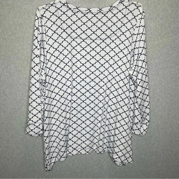 Ali Miles Morrocan Trellis Patterned Snap Button Sides Tunic Top - Picture 5 of 5